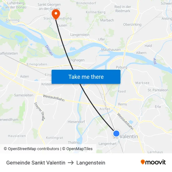 Gemeinde Sankt Valentin to Langenstein map