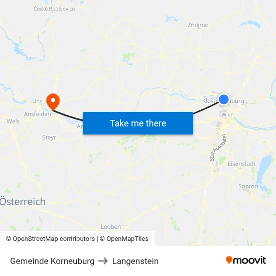 Gemeinde Korneuburg to Langenstein map