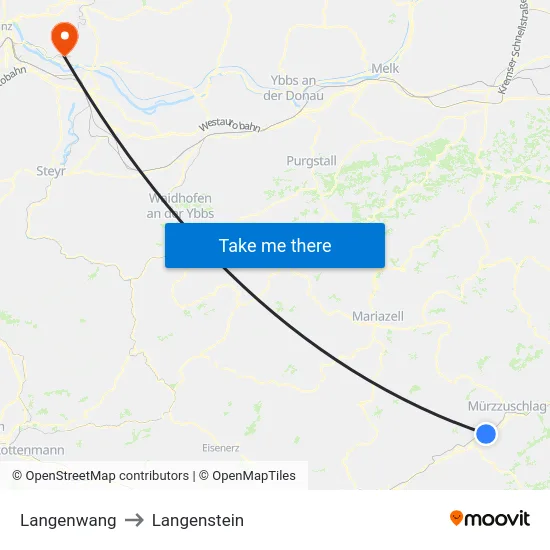 Langenwang to Langenstein map