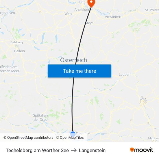 Techelsberg am Wörther See to Langenstein map