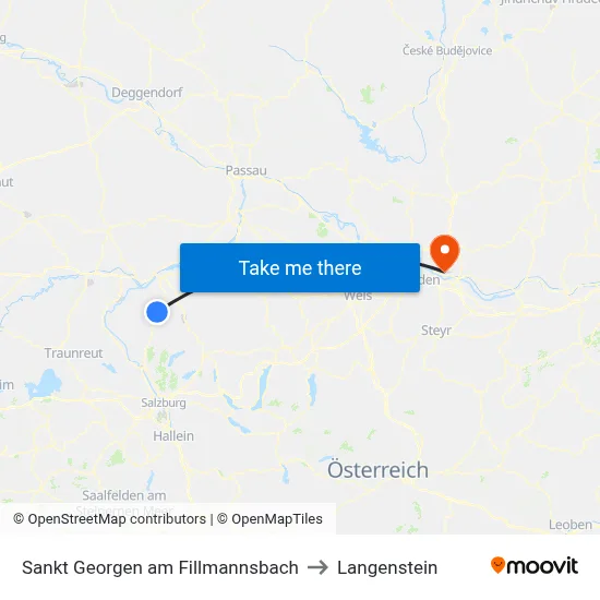 Sankt Georgen am Fillmannsbach to Langenstein map
