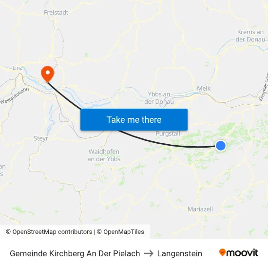 Gemeinde Kirchberg An Der Pielach to Langenstein map