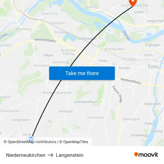 Niederneukirchen to Langenstein map