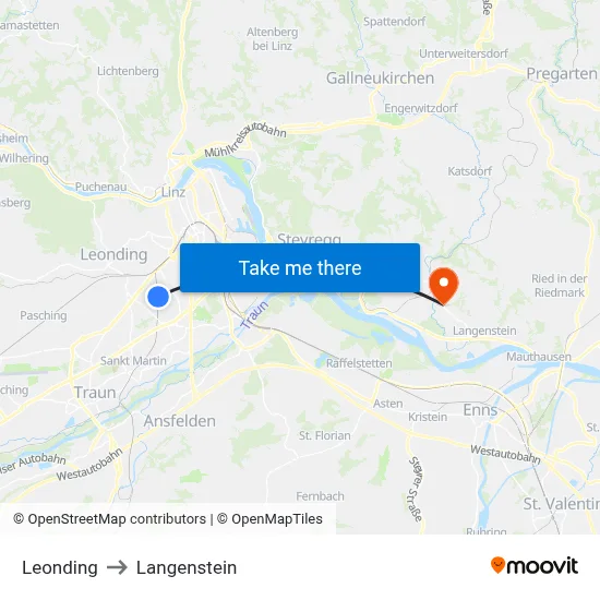 Leonding to Langenstein map