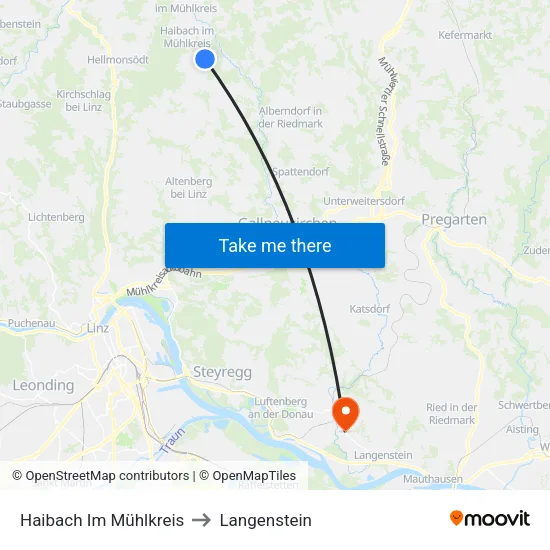 Haibach Im Mühlkreis to Langenstein map