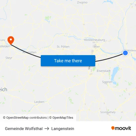Gemeinde Wolfsthal to Langenstein map