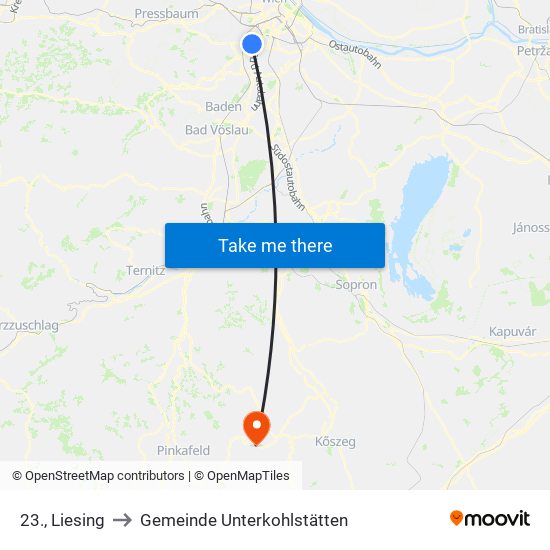 23., Liesing to Gemeinde Unterkohlstätten map