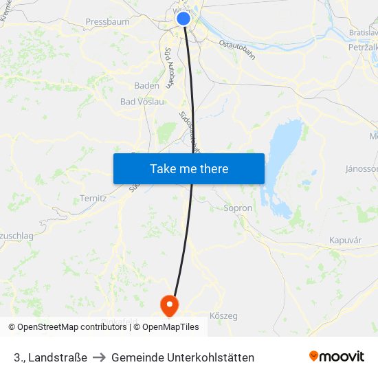 3., Landstraße to Gemeinde Unterkohlstätten map