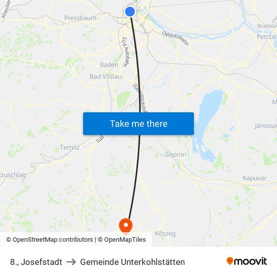 8., Josefstadt to Gemeinde Unterkohlstätten map