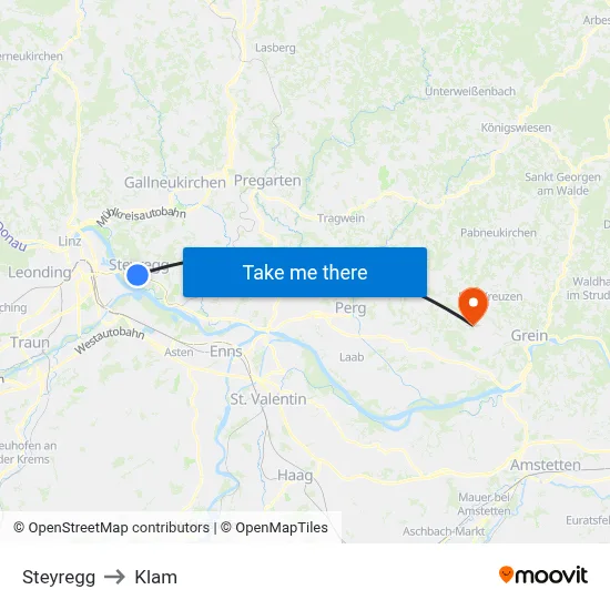 Steyregg to Klam map