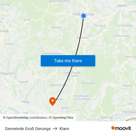 Gemeinde Groß Gerungs to Klam map