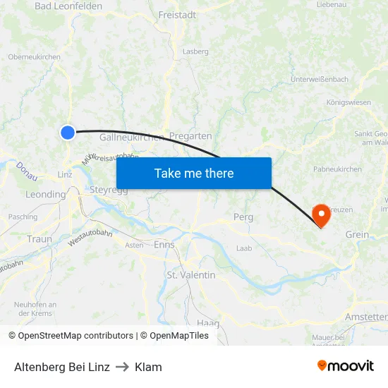 Altenberg Bei Linz to Klam map