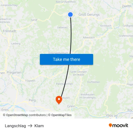 Langschlag to Klam map