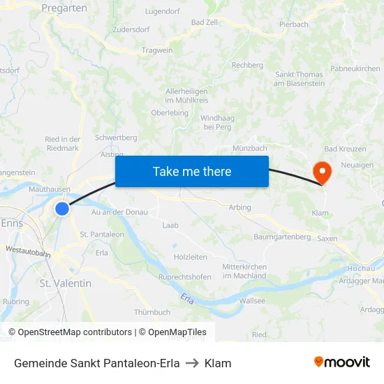 Gemeinde Sankt Pantaleon-Erla to Klam map