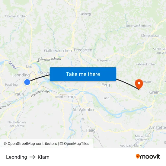 Leonding to Klam map