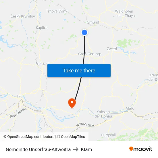 Gemeinde Unserfrau-Altweitra to Klam map