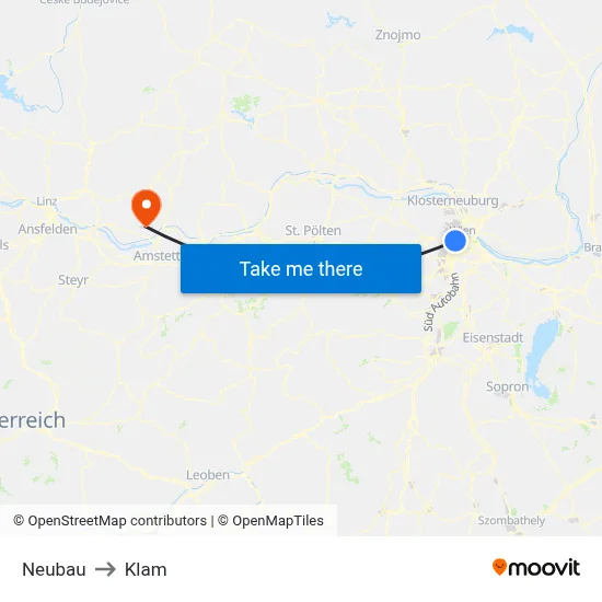 Neubau to Klam map