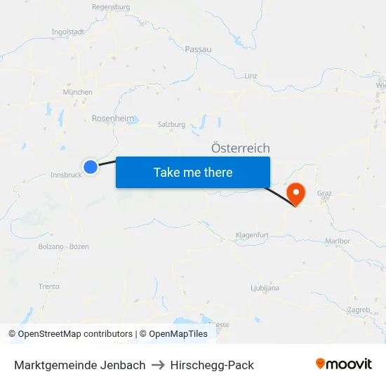 Marktgemeinde Jenbach to Hirschegg-Pack map