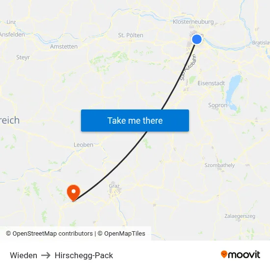 Wieden to Hirschegg-Pack map