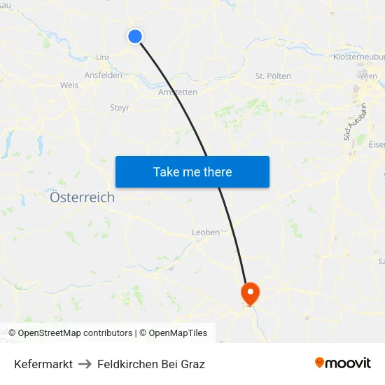 Kefermarkt to Feldkirchen Bei Graz map