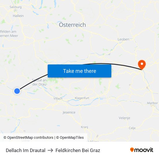 Dellach Im Drautal to Feldkirchen Bei Graz map