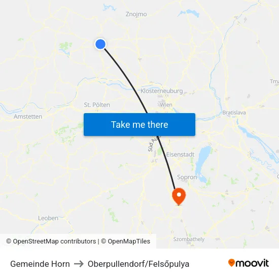 Gemeinde Horn to Oberpullendorf/Felsőpulya map