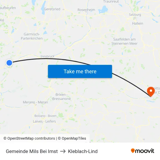 Gemeinde Mils Bei Imst to Kleblach-Lind map