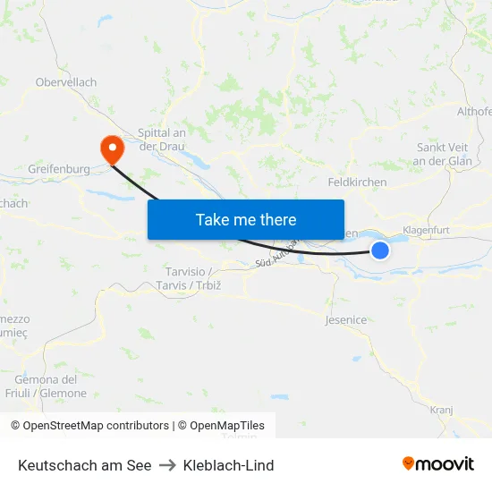 Keutschach am See to Kleblach-Lind map