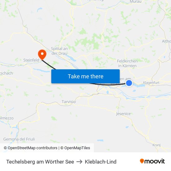 Techelsberg am Wörther See to Kleblach-Lind map