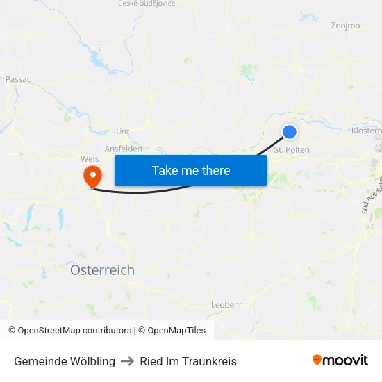 Gemeinde Wölbling to Ried Im Traunkreis map