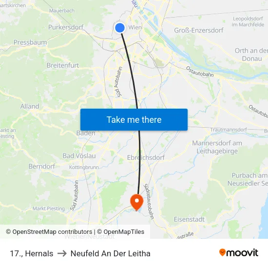 17., Hernals to Neufeld An Der Leitha map
