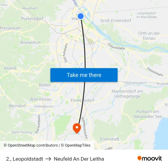 2., Leopoldstadt to Neufeld An Der Leitha map