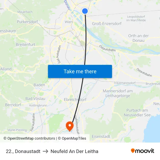 22., Donaustadt to Neufeld An Der Leitha map