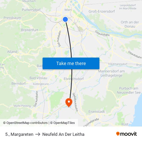 5., Margareten to Neufeld An Der Leitha map