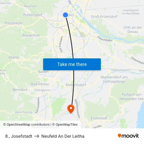 8., Josefstadt to Neufeld An Der Leitha map