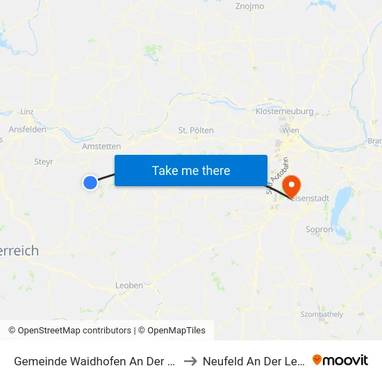 Gemeinde Waidhofen An Der Ybbs to Neufeld An Der Leitha map