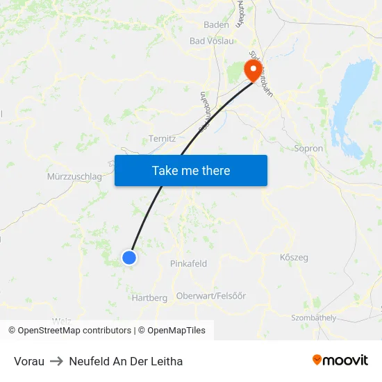 Vorau to Neufeld An Der Leitha map