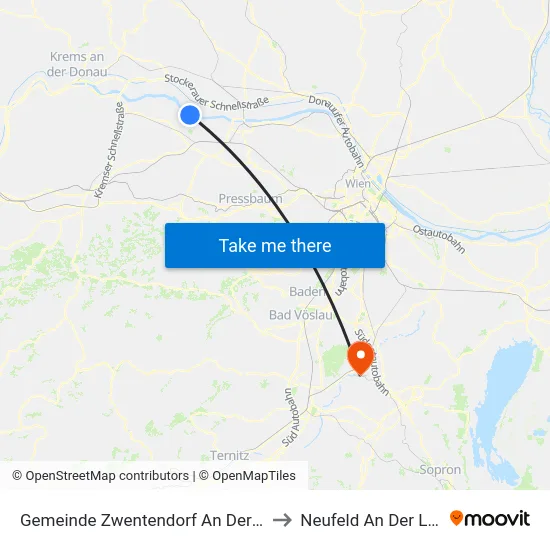 Gemeinde Zwentendorf An Der Donau to Neufeld An Der Leitha map