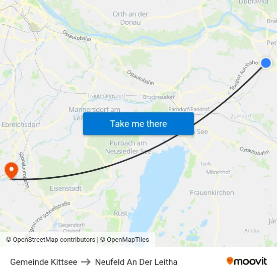 Gemeinde Kittsee to Neufeld An Der Leitha map