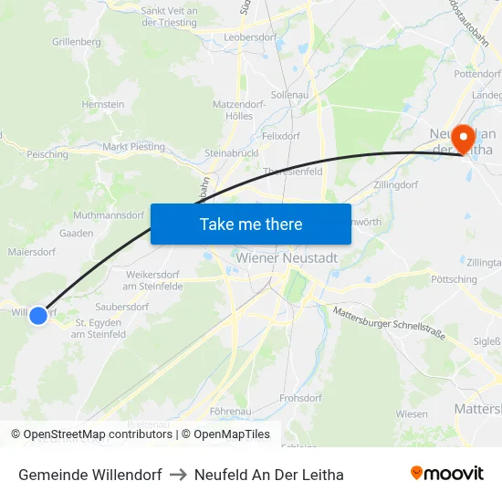 Gemeinde Willendorf to Neufeld An Der Leitha map