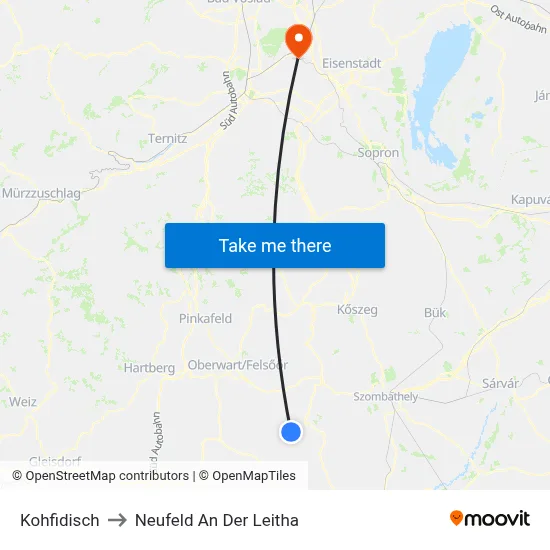 Kohfidisch to Neufeld An Der Leitha map