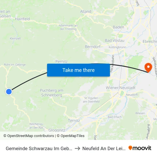 Gemeinde Schwarzau Im Gebirge to Neufeld An Der Leitha map