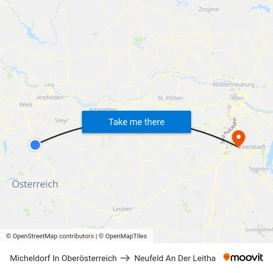 Micheldorf In Oberösterreich to Neufeld An Der Leitha map