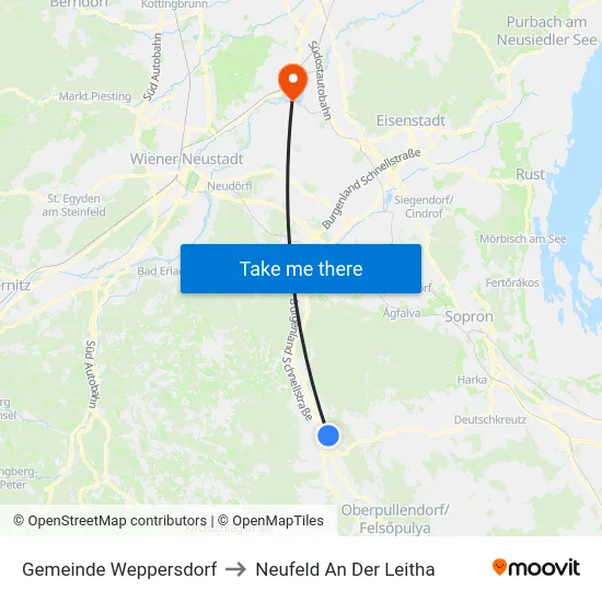 Gemeinde Weppersdorf to Neufeld An Der Leitha map