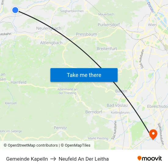 Gemeinde Kapelln to Neufeld An Der Leitha map