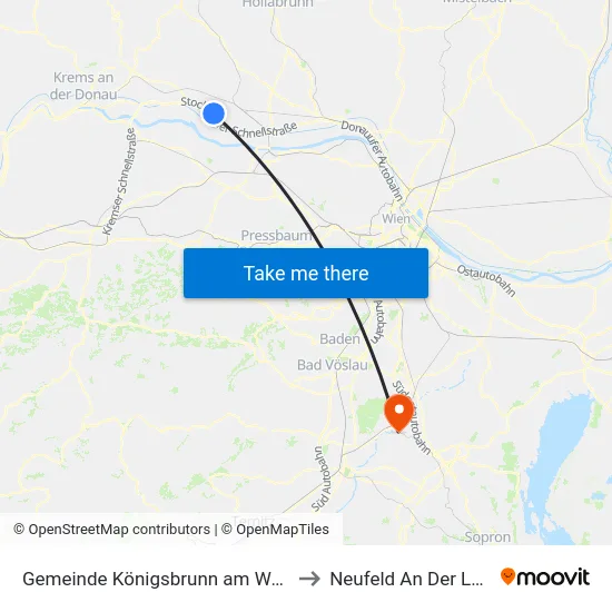 Gemeinde Königsbrunn am Wagram to Neufeld An Der Leitha map