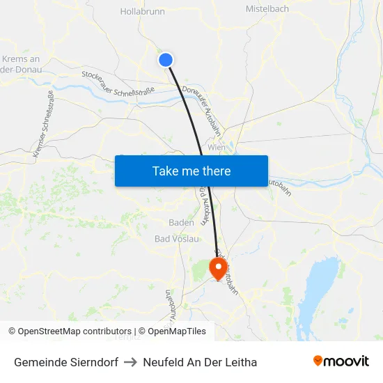 Gemeinde Sierndorf to Neufeld An Der Leitha map