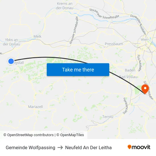 Gemeinde Wolfpassing to Neufeld An Der Leitha map