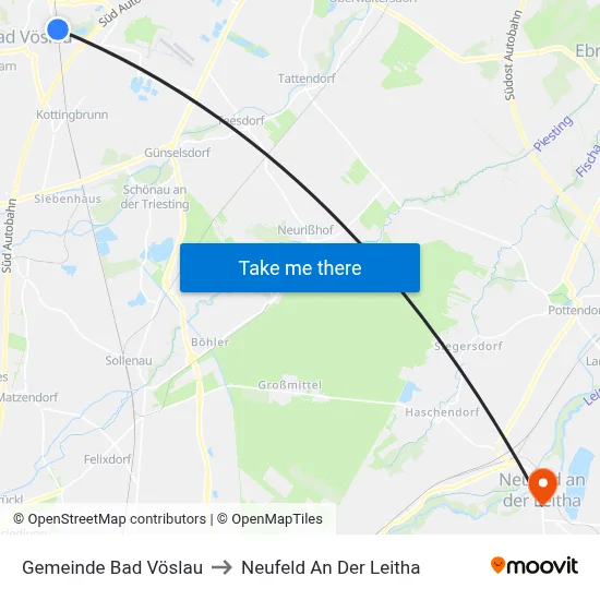 Gemeinde Bad Vöslau to Neufeld An Der Leitha map