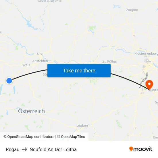 Regau to Neufeld An Der Leitha map